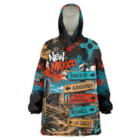 New Mexico Desert Road Sign Wearable Blanket Hoodie Zia Symbol Grunge Paint Splatter Travel Graphic