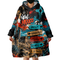 New Mexico Desert Road Sign Wearable Blanket Hoodie Zia Symbol Grunge Paint Splatter Travel Graphic