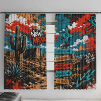 New Mexico Desert Road Sign Window Curtain Zia Symbol Grunge Paint Splatter Travel Graphic