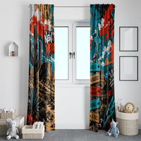 New Mexico Desert Road Sign Window Curtain Zia Symbol Grunge Paint Splatter Travel Graphic