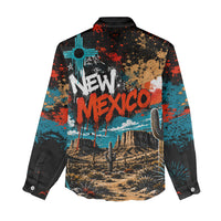 New Mexico Desert Road Sign Women Casual Shirt Zia Symbol Grunge Paint Splatter Travel Graphic