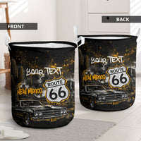 Personalized New Mexico Route 66 Classic Car Laundry Basket Desert Cactus Grunge Paint Splatter Vintage Road Trip