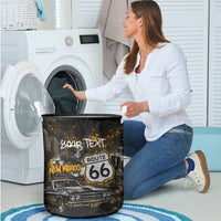 Personalized New Mexico Route 66 Classic Car Laundry Basket Desert Cactus Grunge Paint Splatter Vintage Road Trip