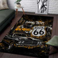 Personalized New Mexico Route 66 Classic Car Area Rug Desert Cactus Grunge Paint Splatter Vintage Road Trip