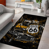 Personalized New Mexico Route 66 Classic Car Area Rug Desert Cactus Grunge Paint Splatter Vintage Road Trip