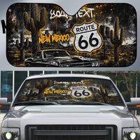 Personalized New Mexico Route 66 Classic Car Auto Sun Shade Desert Cactus Grunge Paint Splatter Vintage Road Trip