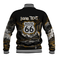 Personalized New Mexico Route 66 Classic Car Baseball Jacket Desert Cactus Grunge Paint Splatter Vintage Road Trip