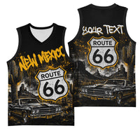 Personalized New Mexico Route 66 Classic Car Basketball Jersey Desert Cactus Grunge Paint Splatter Vintage Road Trip