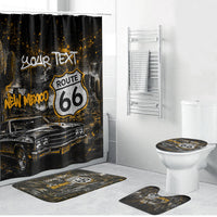 Personalized New Mexico Route 66 Classic Car Bathroom Set Desert Cactus Grunge Paint Splatter Vintage Road Trip