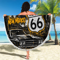 Personalized New Mexico Route 66 Classic Car Beach Blanket Desert Cactus Grunge Paint Splatter Vintage Road Trip