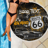 Personalized New Mexico Route 66 Classic Car Beach Blanket Desert Cactus Grunge Paint Splatter Vintage Road Trip