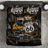 Personalized New Mexico Route 66 Classic Car Bedding Set Desert Cactus Grunge Paint Splatter Vintage Road Trip