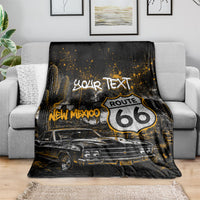 Personalized New Mexico Route 66 Classic Car Blanket Desert Cactus Grunge Paint Splatter Vintage Road Trip