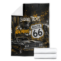 Personalized New Mexico Route 66 Classic Car Blanket Desert Cactus Grunge Paint Splatter Vintage Road Trip