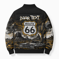 Personalized New Mexico Route 66 Classic Car Bomber Puffer Jacket Desert Cactus Grunge Paint Splatter Vintage Road Trip