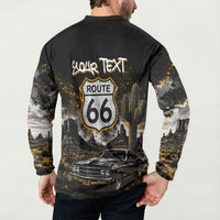Personalized New Mexico Route 66 Classic Car Button Sweatshirt Desert Cactus Grunge Paint Splatter Vintage Road Trip