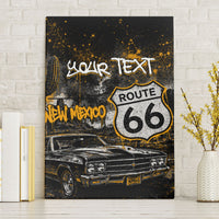 Personalized New Mexico Route 66 Classic Car Canvas Wall Art Desert Cactus Grunge Paint Splatter Vintage Road Trip