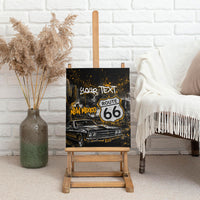Personalized New Mexico Route 66 Classic Car Canvas Wall Art Desert Cactus Grunge Paint Splatter Vintage Road Trip