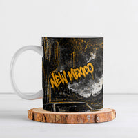 Personalized New Mexico Route 66 Classic Car Ceramic Mug Desert Cactus Grunge Paint Splatter Vintage Road Trip