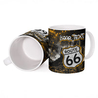 Personalized New Mexico Route 66 Classic Car Ceramic Mug Desert Cactus Grunge Paint Splatter Vintage Road Trip