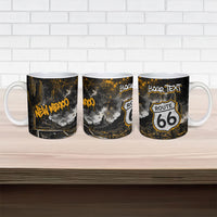 Personalized New Mexico Route 66 Classic Car Ceramic Mug Desert Cactus Grunge Paint Splatter Vintage Road Trip