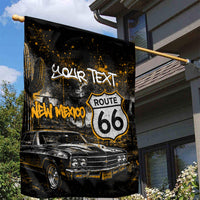 Personalized New Mexico Route 66 Classic Car Garden Flag Desert Cactus Grunge Paint Splatter Vintage Road Trip