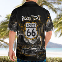Personalized New Mexico Route 66 Classic Car Hawaiian Shirt Desert Cactus Grunge Paint Splatter Vintage Road Trip