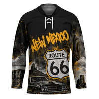 Personalized New Mexico Route 66 Classic Car Hockey Jersey Desert Cactus Grunge Paint Splatter Vintage Road Trip
