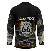 Personalized New Mexico Route 66 Classic Car Hockey Jersey Desert Cactus Grunge Paint Splatter Vintage Road Trip