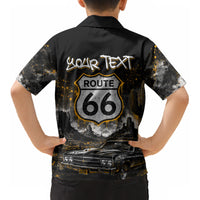 Personalized New Mexico Route 66 Classic Car Kid Hawaiian Shirt Desert Cactus Grunge Paint Splatter Vintage Road Trip