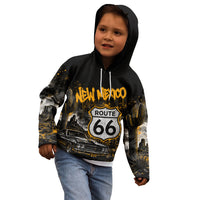 Personalized New Mexico Route 66 Classic Car Kid Hoodie Desert Cactus Grunge Paint Splatter Vintage Road Trip