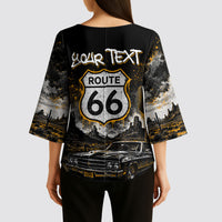 Personalized New Mexico Route 66 Classic Car Kimono Sleeve Blouse Desert Cactus Grunge Paint Splatter Vintage Road Trip