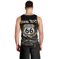 Personalized New Mexico Route 66 Classic Car Men Tank Top Desert Cactus Grunge Paint Splatter Vintage Road Trip