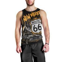 Personalized New Mexico Route 66 Classic Car Men Tank Top Desert Cactus Grunge Paint Splatter Vintage Road Trip