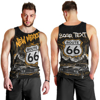 Personalized New Mexico Route 66 Classic Car Men Tank Top Desert Cactus Grunge Paint Splatter Vintage Road Trip