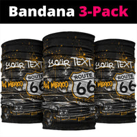 Personalized New Mexico Route 66 Classic Car Neck Gaiter Desert Cactus Grunge Paint Splatter Vintage Road Trip