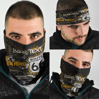 Personalized New Mexico Route 66 Classic Car Neck Gaiter Desert Cactus Grunge Paint Splatter Vintage Road Trip