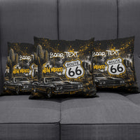 Personalized New Mexico Route 66 Classic Car Pillow Cover Desert Cactus Grunge Paint Splatter Vintage Road Trip