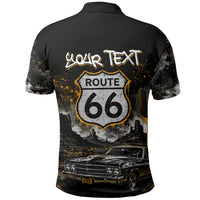 Personalized New Mexico Route 66 Classic Car Polo Shirt Desert Cactus Grunge Paint Splatter Vintage Road Trip