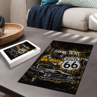 Personalized New Mexico Route 66 Classic Car Puzzle Desert Cactus Grunge Paint Splatter Vintage Road Trip