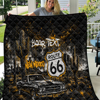 Personalized New Mexico Route 66 Classic Car Quilt Desert Cactus Grunge Paint Splatter Vintage Road Trip