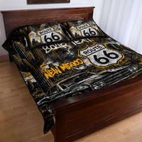 Personalized New Mexico Route 66 Classic Car Quilt Bed Set Desert Cactus Grunge Paint Splatter Vintage Road Trip