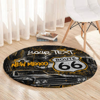 Personalized New Mexico Route 66 Classic Car Round Carpet Desert Cactus Grunge Paint Splatter Vintage Road Trip