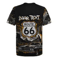 Personalized New Mexico Route 66 Classic Car Rugby Jersey Desert Cactus Grunge Paint Splatter Vintage Road Trip