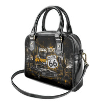 Personalized New Mexico Route 66 Classic Car Shoulder Handbag Desert Cactus Grunge Paint Splatter Vintage Road Trip
