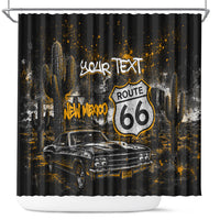 Personalized New Mexico Route 66 Classic Car Shower Curtain Desert Cactus Grunge Paint Splatter Vintage Road Trip