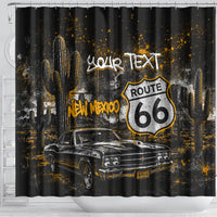 Personalized New Mexico Route 66 Classic Car Shower Curtain Desert Cactus Grunge Paint Splatter Vintage Road Trip