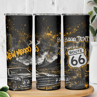 Personalized New Mexico Route 66 Classic Car Skinny Tumbler Desert Cactus Grunge Paint Splatter Vintage Road Trip