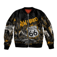 Personalized New Mexico Route 66 Classic Car Sleeve Zip Bomber Jacket Desert Cactus Grunge Paint Splatter Vintage Road Trip