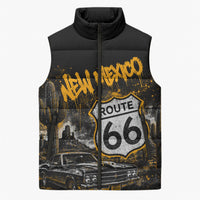 Personalized New Mexico Route 66 Classic Car Sleeveless Puffer Jacket Desert Cactus Grunge Paint Splatter Vintage Road Trip